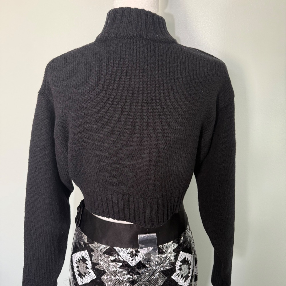 Wilfred Free Black Merino Wool Cropped Turtleneck Sweater Size S - Picture 3 of 7